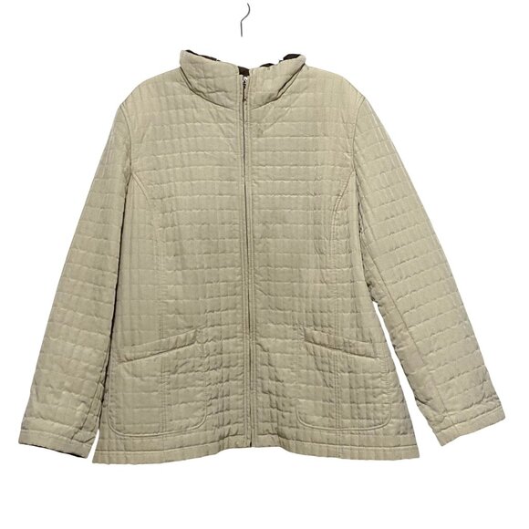 White Stag Womens Quilted Jacket 3XL Beige Coastal Grandma Minimalist Neutrals - Picture 1 of 7